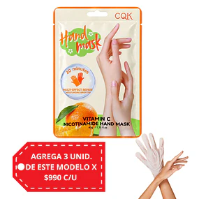 Mascarilla para Manos CQK con Niacinamida 40 g - Vitamina C. 