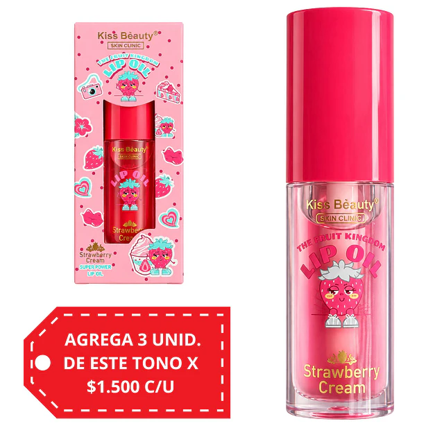 Aceite Labial Kiss Beauty Lip Oil 1387 - Strawberry Cream 