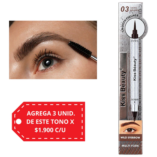 Delineador Duo de Cejas y Ojos Kiss Beauty Multi-Fork - 03 Dark Brown 