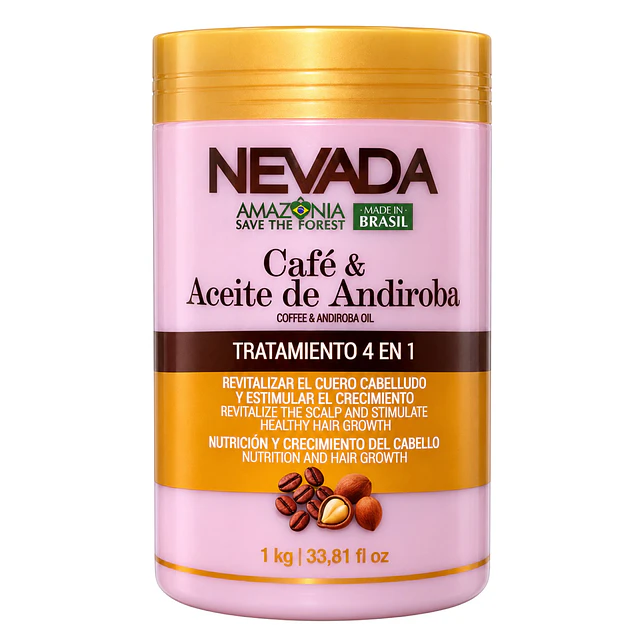 Mascarilla Capilar Nevada 4 en 1 Cafe y Aceite de Andiroba 1 kg 