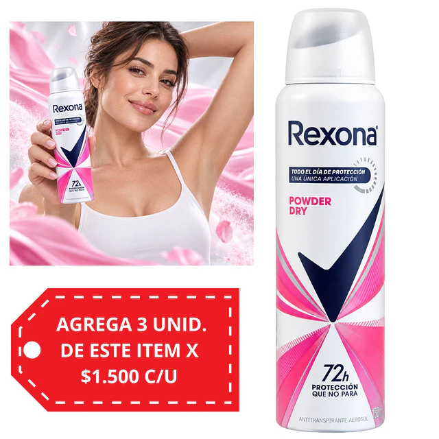 Desodorante Antitranspirante Rexona Powder Dry 72H - 150 ml 