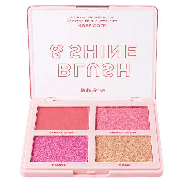 Paleta de Rubor e Iluminador Ruby Rose Blush & Shine M110 - Rose Gold 