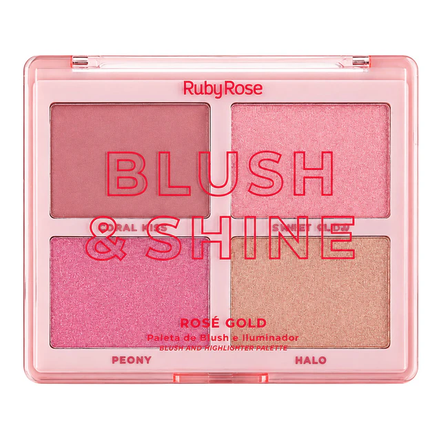 Paleta de Rubor e Iluminador Ruby Rose Blush & Shine M110 - Rose Gold 