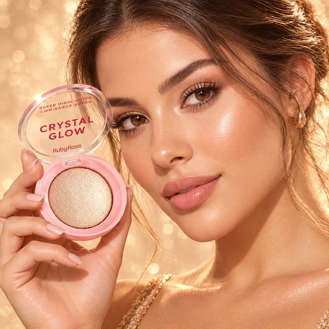 Iluminador Ruby Rose Crystal Glow Baked Acabado Luminoso - Cherry red 5000