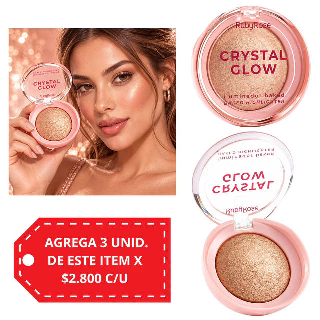Iluminador Ruby Rose Crystal Glow Baked Acabado Luminoso - Opal shine 4000