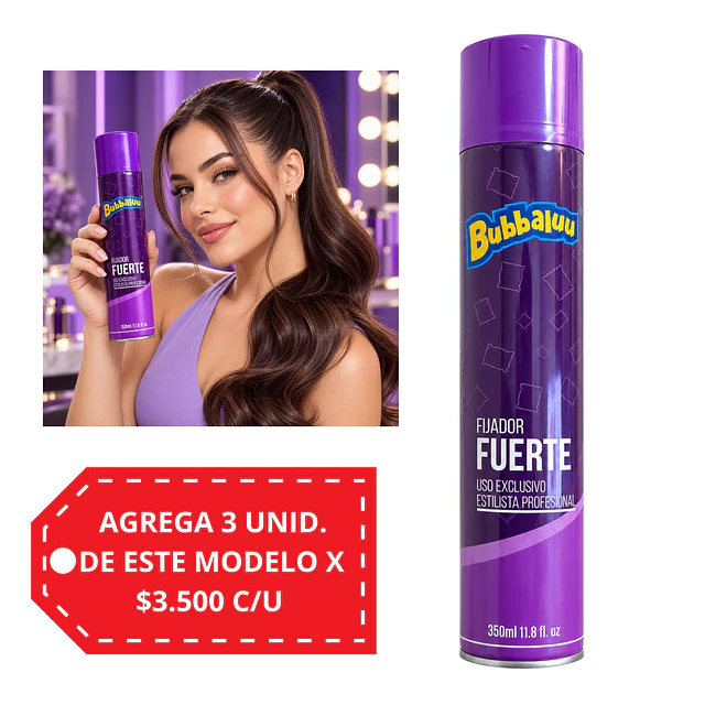 Fijador Capilar Bubbaluu Fijacion Fuerte 350 ml - FT2744