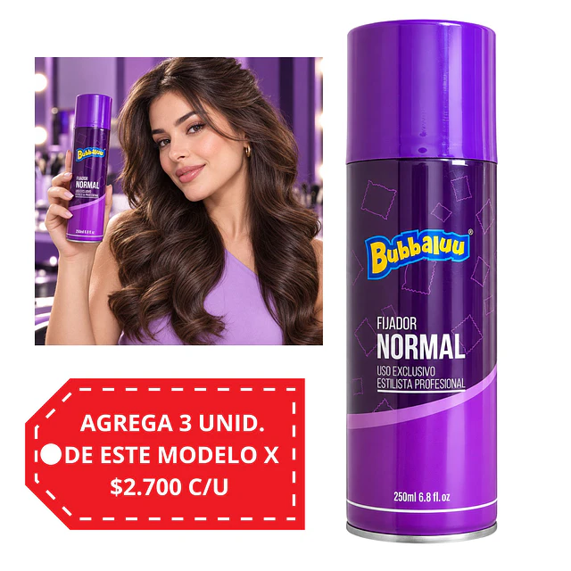 Fijador Capilar Bubbaluu Fijacion Normal 250 ml - FT2743