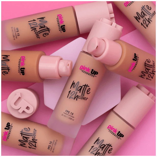 Base Liquida de Cobertura Media y Acabado Matte Pink Up - 500 MEDIUM