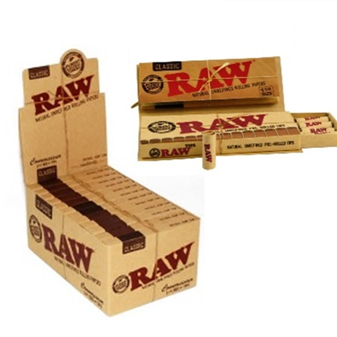 Papelillo +tips preenrolados raw 1 1/4  1