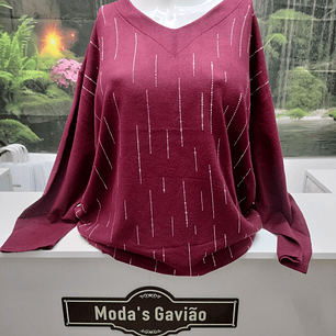 Camisola Chique Manga comprida C/ Brilhantes