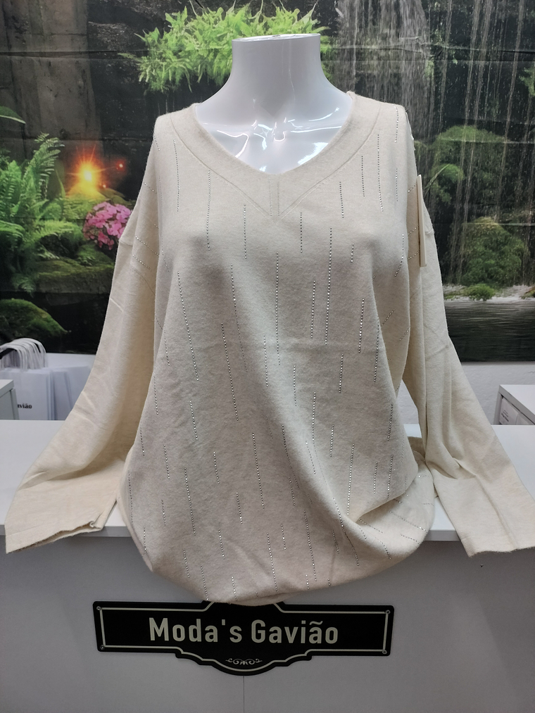 Camisola Chique Manga comprida C/ Brilhantes 3