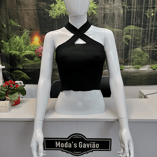 Top com alças na frente cruzadas