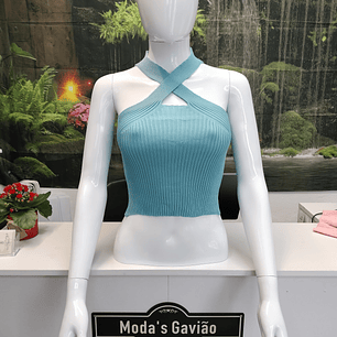 Top com alças na frente cruzadas