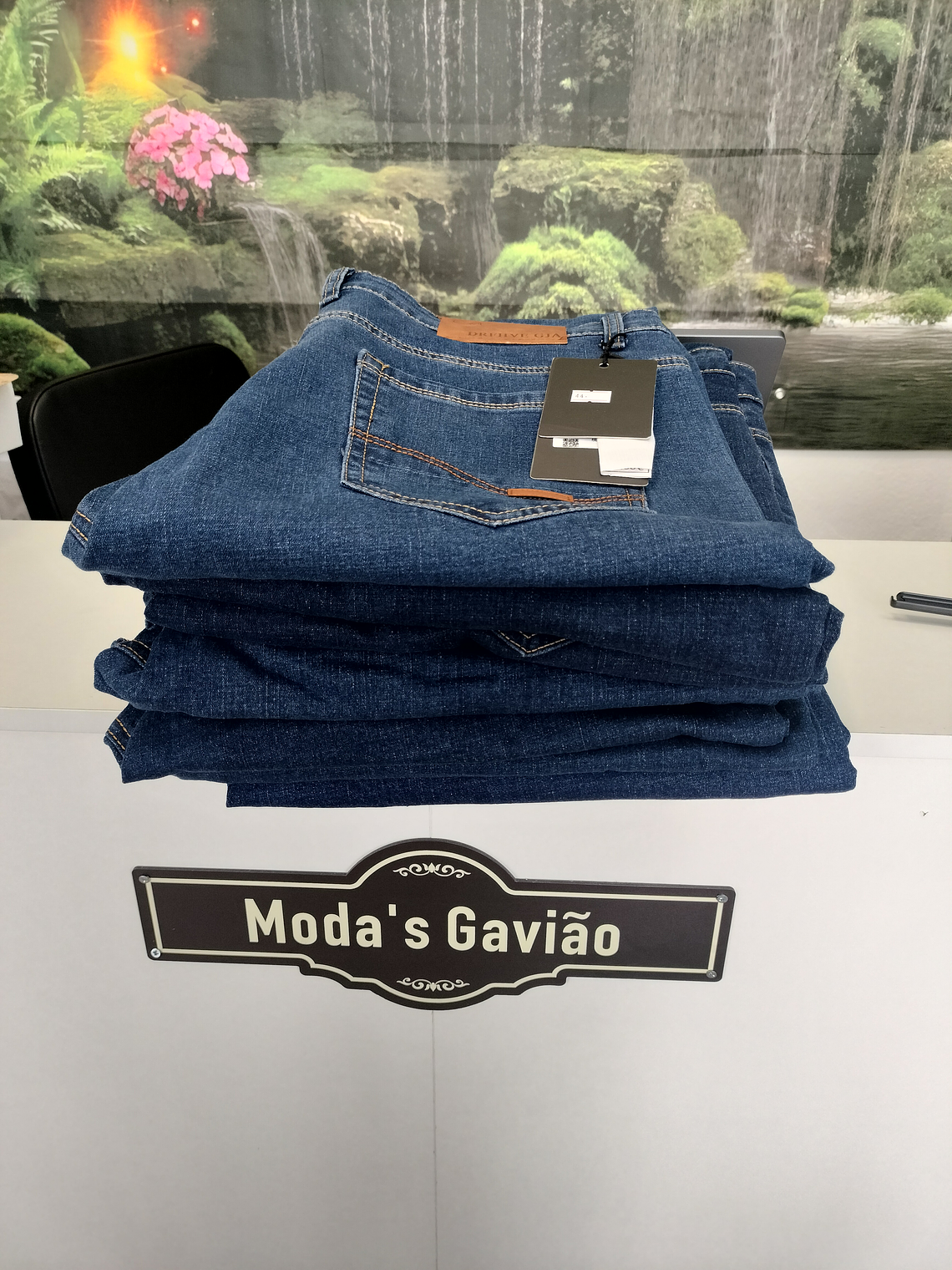 Calça ganga azul casual para homem 1
