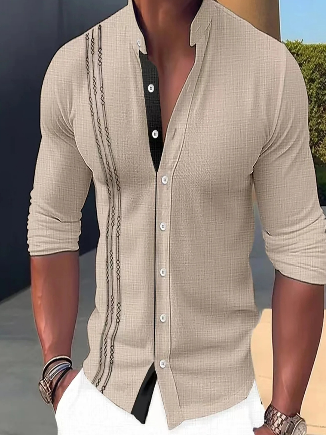 Camisas Homem Algodão e Linho 4