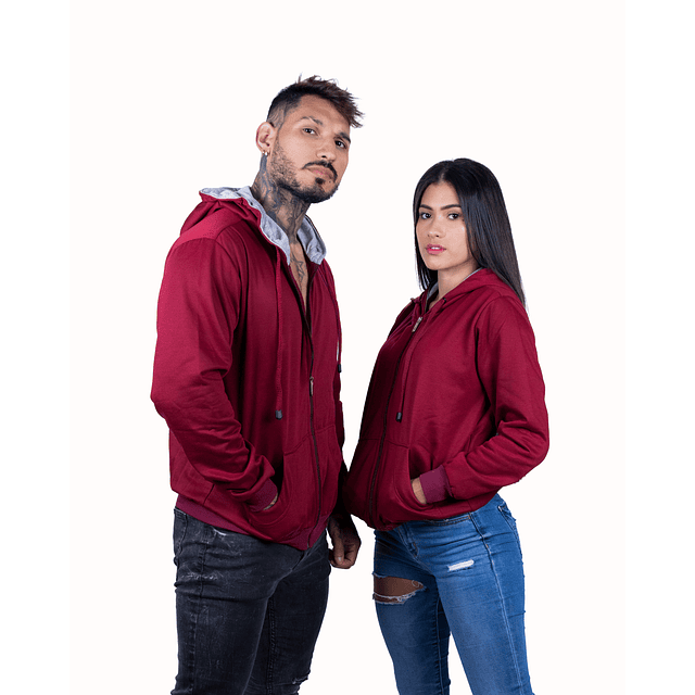 Buzo Unisex Capucha de Cierre Vinotinto