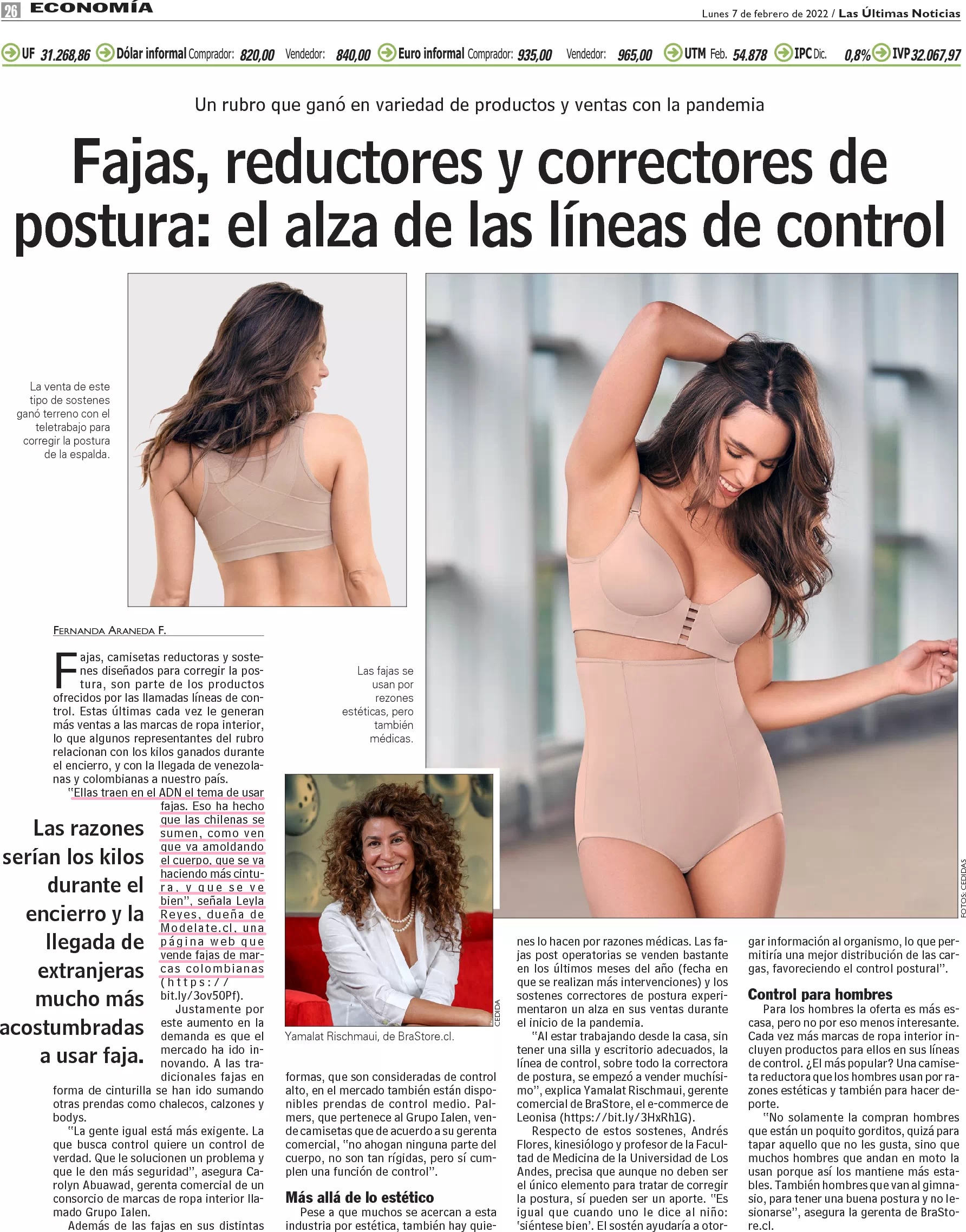 Fajas Reductoras en aumento en Chile. Entrevista a Modelate.cl para diario LUN.