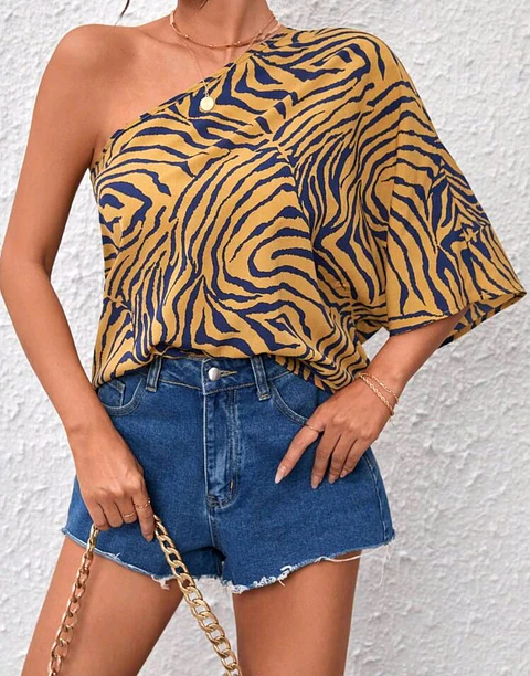 BLUSA A RAYAS CON UN HOMBRO