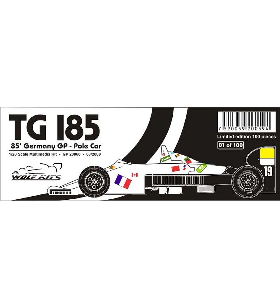 1/20 F1 Resin kit - Toleman TG 185  1985 GermanGP Pole car