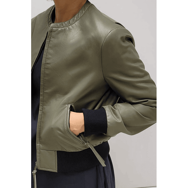 Women Leather Bomber Jacket