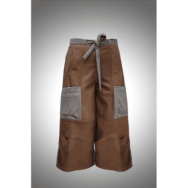 Women's Wide Leg Capri Leather Pants