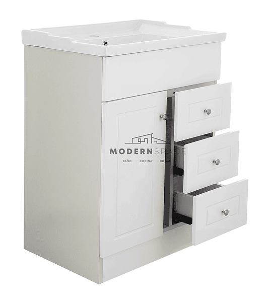 Mueble Vanitorio 60x47 Cm 3 Cajones Blanco, Completo