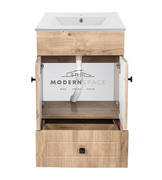 Mueble Vanitorio 50x40 Cm Cajon Bajo Cafe mas cubierta