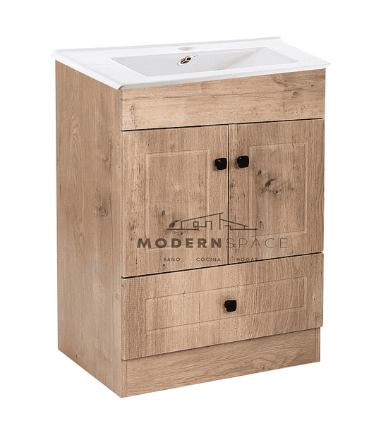 Mueble Vanitorio 60x47 Cm Mas Cubierta Lacado Cafe