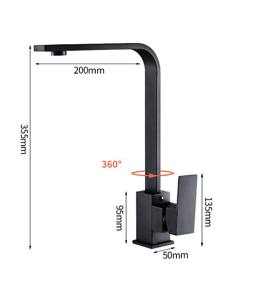 Llave Para Lavaplatos Estilo Plana, Negra. Monomando