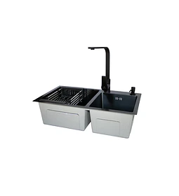 Lavaplatos 68x38 Cm 2.5 Mm Black + Llave Notte + Dispensador