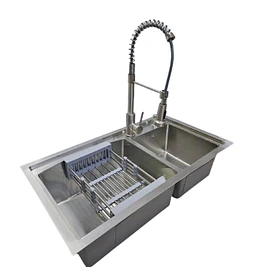 Lavaplatos 78x43 Cm Plateado Rejilla Dispensador + Grifería