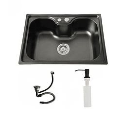 Lavaplatos 50x40 Cm Negro Estilo Riñon + Dispensador