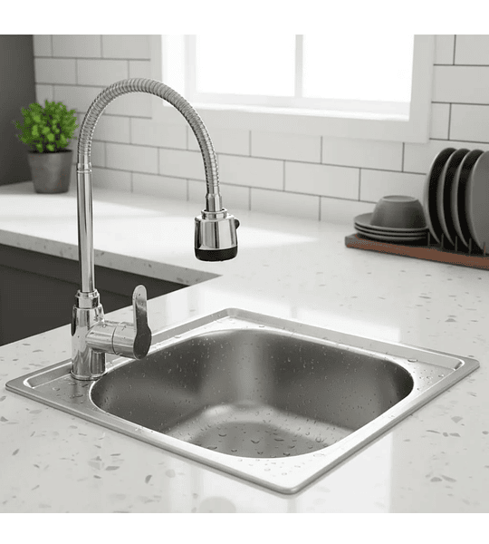 Lavaplatos Simple Sobre Cubierta De 37x32 Cm Con Grifería