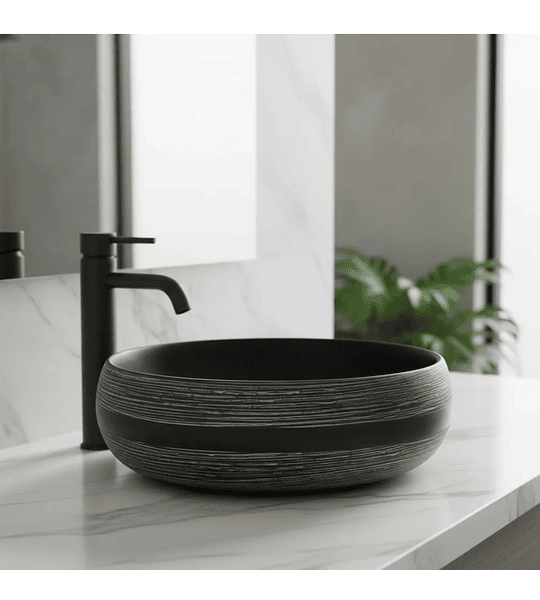 Lavamanos Sobreponer Ovalado Negro 47x34 Cm