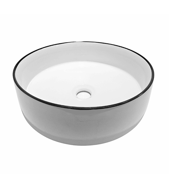 Lavamanos Sobreponer Blanco 36x36 Cm, Elegante Borde Negro