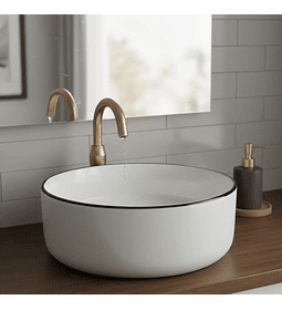 Lavamanos Sobreponer Blanco 36x36 Cm, Elegante Borde Negro