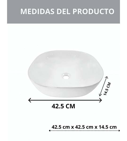 Lavamanos Sobrepuesto Blanco De 42.5 X 42.5 Cm Loza