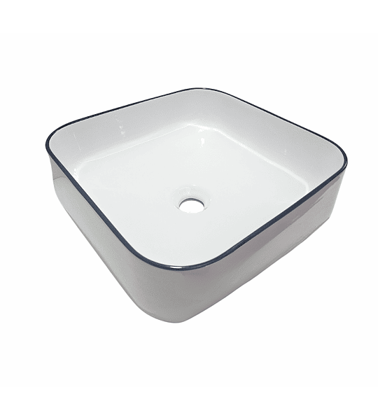 Lavamanos Sobreponer Cuadrado 38x38 Cm Blanco Y Borde Negro