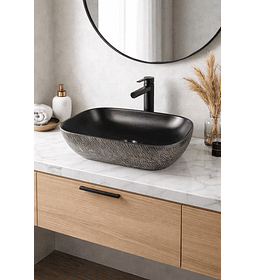 Lavamanos Sobreponer Rectangular Negro 46x33 Cm