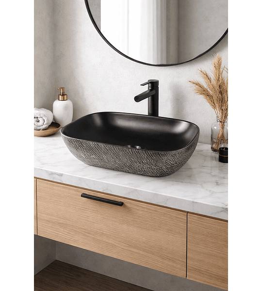 Lavamanos Sobreponer Rectangular Negro 46x33 Cm