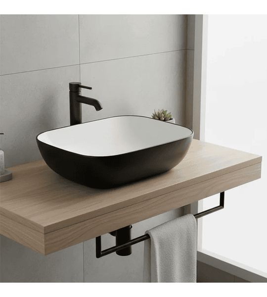 Lavamanos Sobreponer Rectangular Negro Y Blanco 46x33 Cm