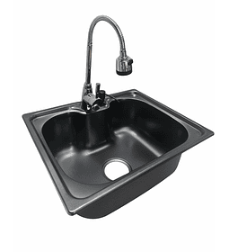 Lavaplatos 50x40 Cm Negro Sobre Cubierta con Llave y Dispensador de jabon