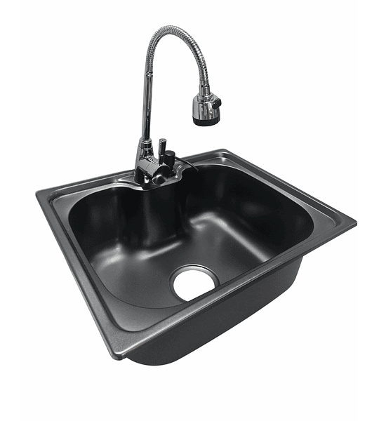 Lavaplatos 50x40 Cm Negro Sobre Cubierta con Llave y Dispensador de jabon