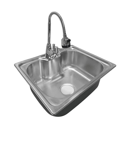 Lavaplatos 50x40 Cm Estilo Riñon Sobre Cubierta + Griferia Color Plateado