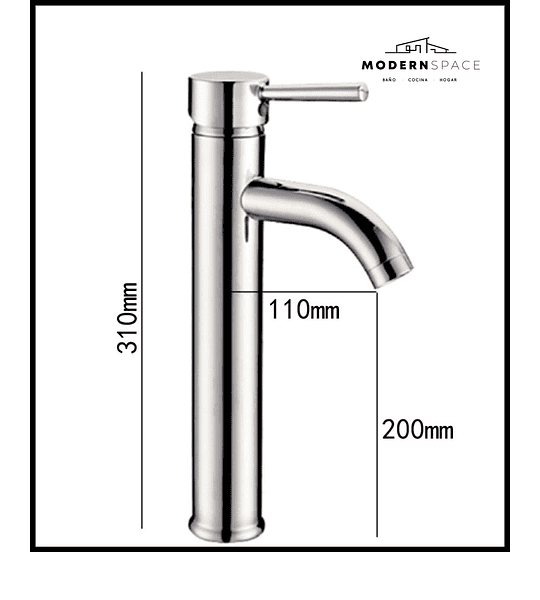 Llave Monomando Alta Cromada Para Lavamanos Sobre Poner / Ms