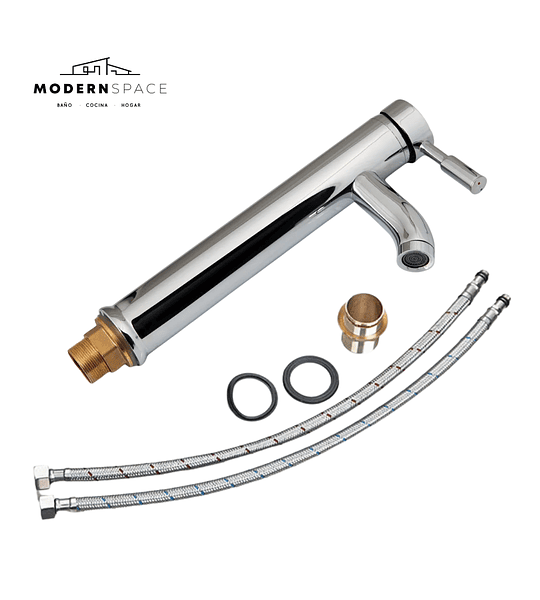 Llave Monomando Alta Cromada Para Lavamanos Sobre Poner / Ms