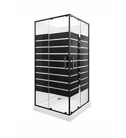 Shower Door 80x80 Cm Con Receptaculo Vidrio Templado Negro
