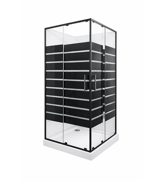 Shower Door 90x90 Cm Vidrio Templado Con Receptáculo Negro