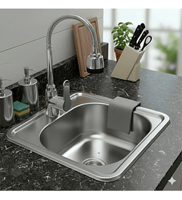 Lavaplatos 38x38 Cm Sobre Cubierta + Grifería + Dispensador