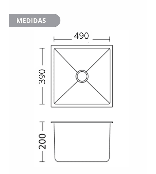 Lavaplatos 49x39 Deluxe Plateado, Bajo O Sobre Cubierta 2mm